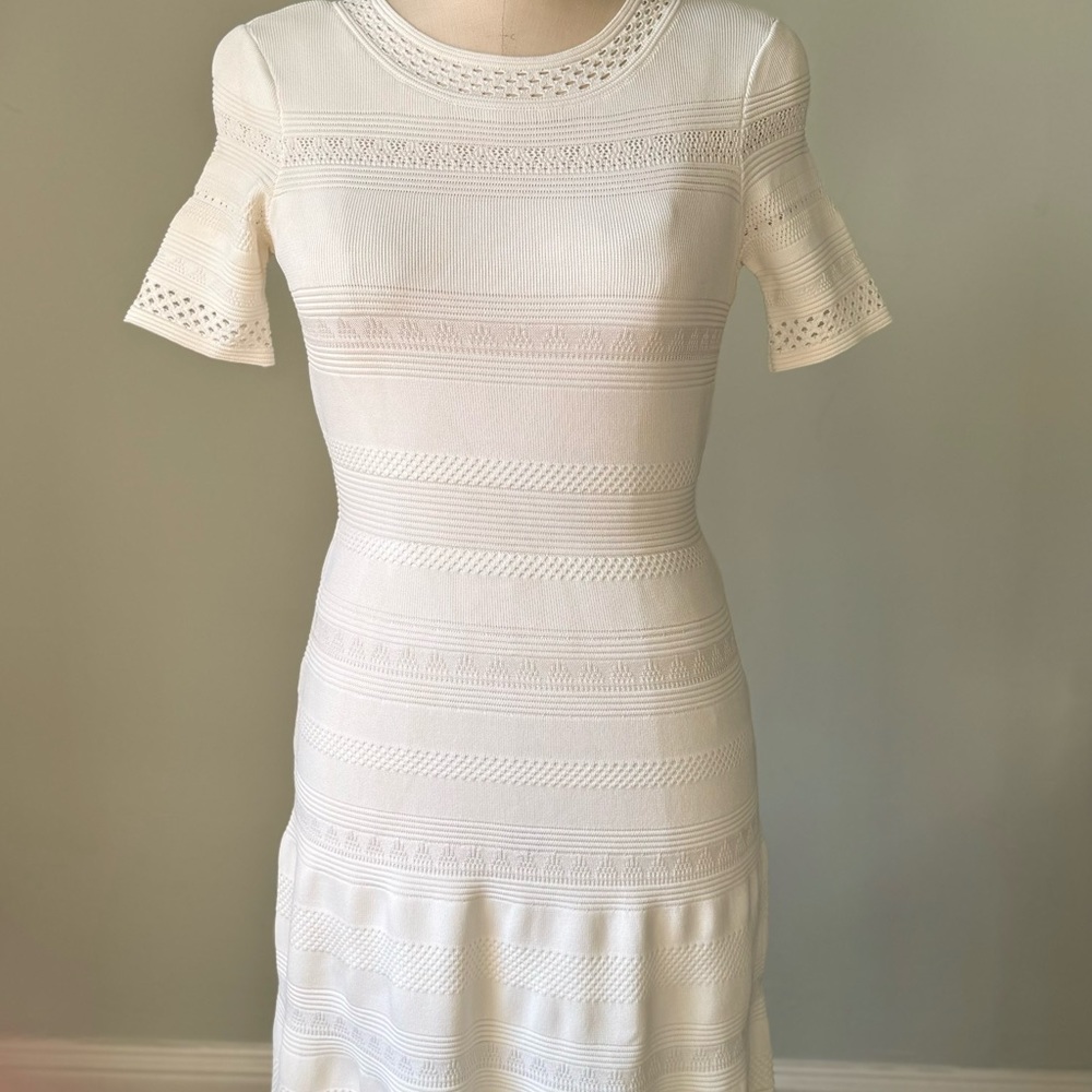 Eliza J cream knit dress